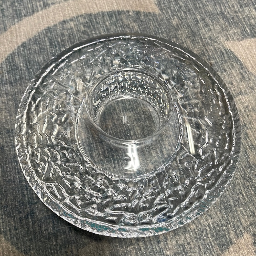 Orrefors Sweden Lars Hellsten Crystal Tea Light Candle Holder Scandinavian